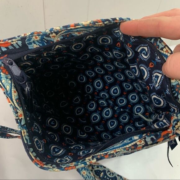 Vera Bradley Hipster Crossbody Marrakesh Blue Orange Paisley Floral Triple Zip - Picture 5 of 9